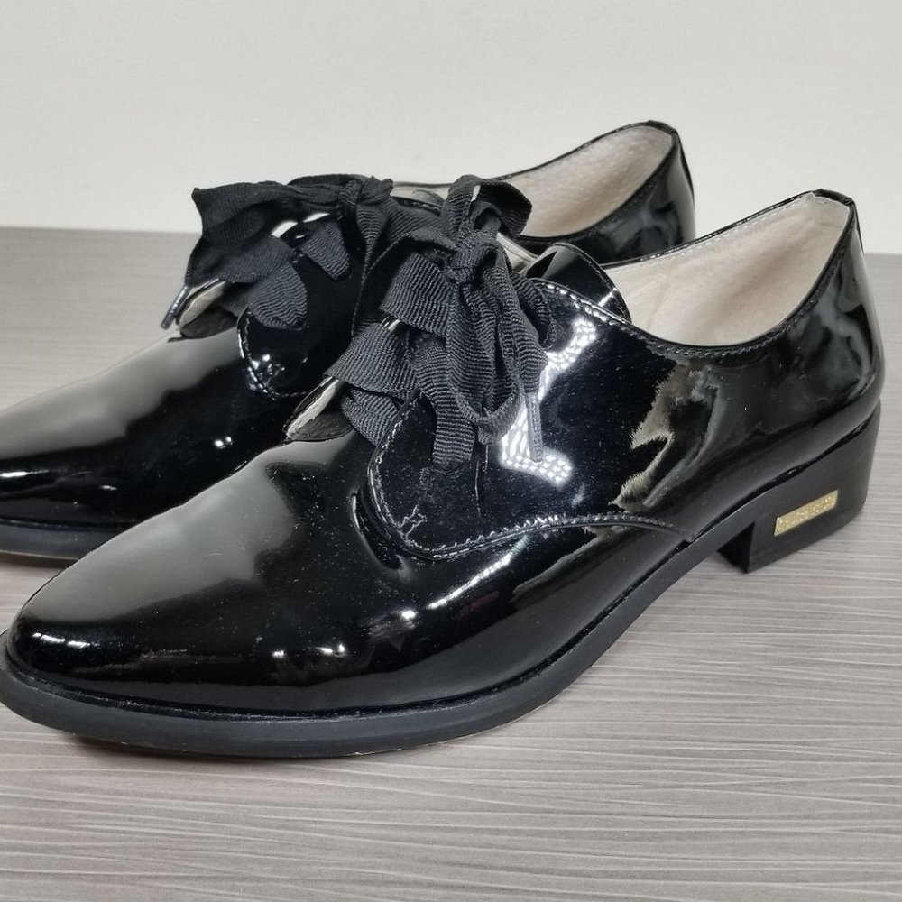 Louise et Cie Adwin Almond Toe Oxford, Black Patent, Womens Size 6 M / 36.5
